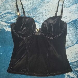 Black Velvet Bustier Top